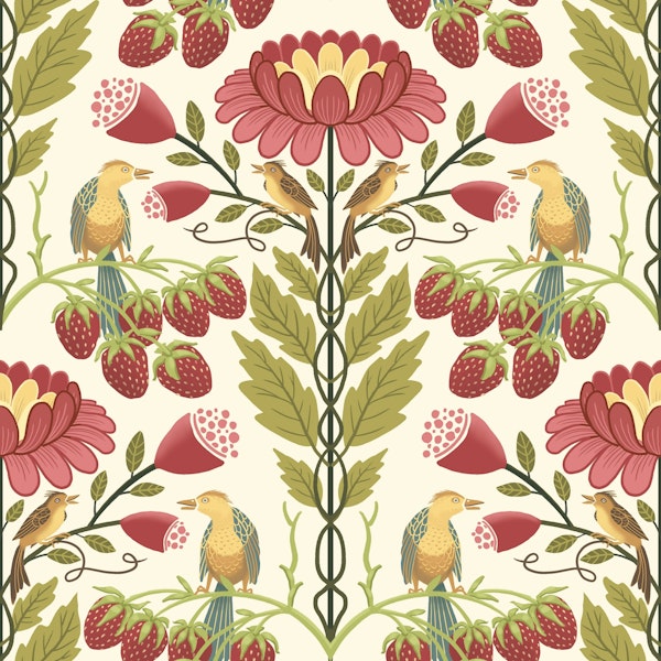 Birds in Strawberry Garden