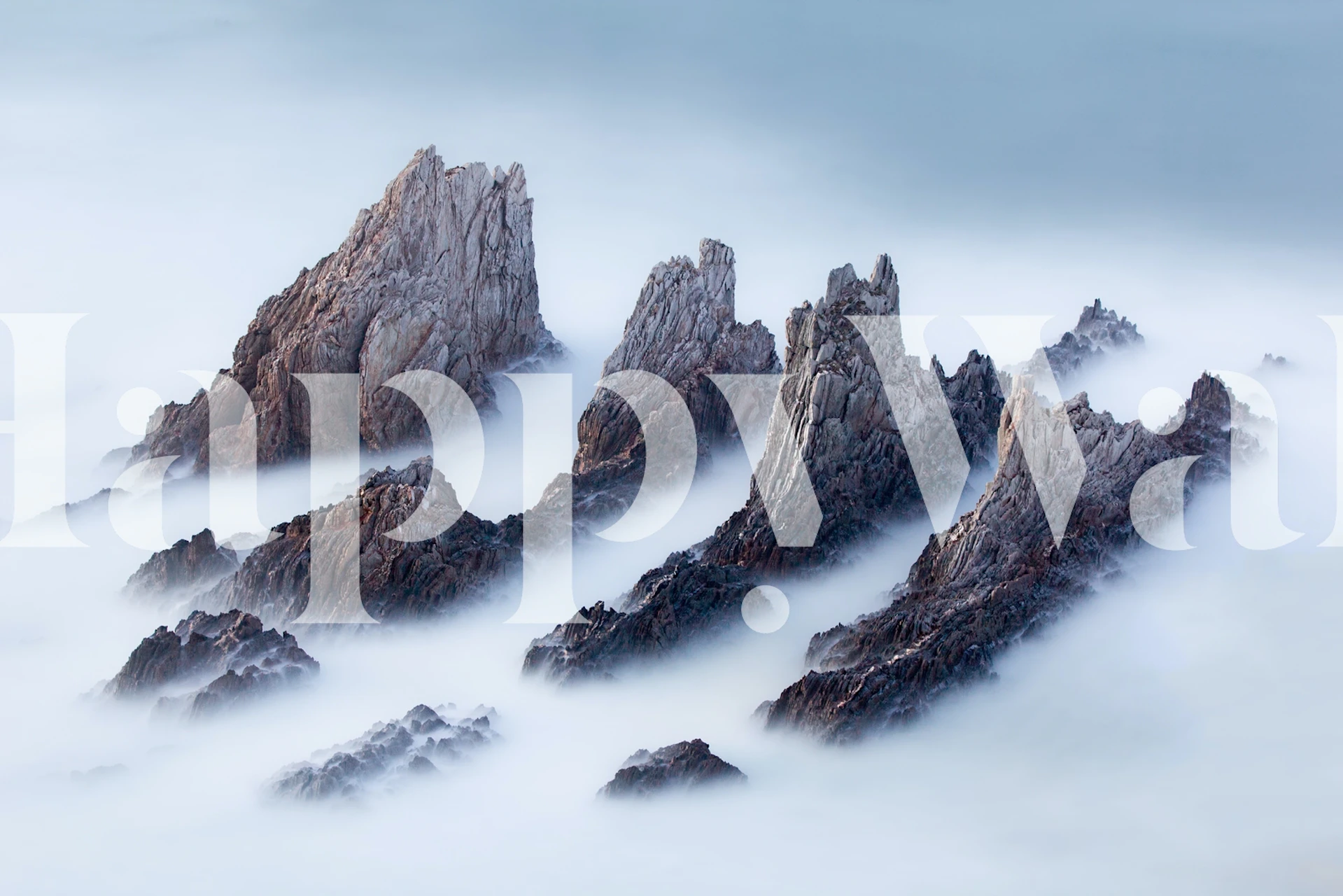 Misty mountain peaks wall mural