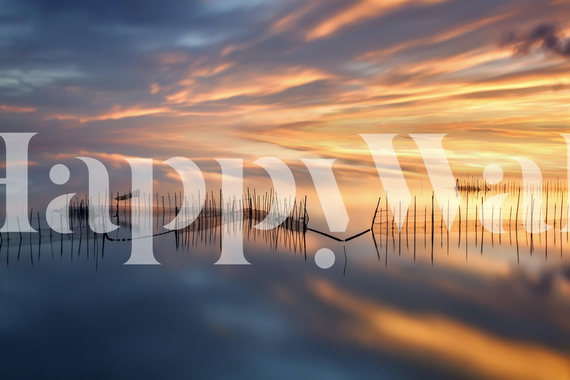 Sunset landscape wallpaper with warm colors and reflections