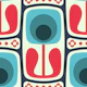 Nostalgic Retro Blooms Blue Red - L