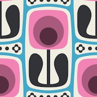 Nostalgic Retro Blooms Pink Blue - L carta da parati