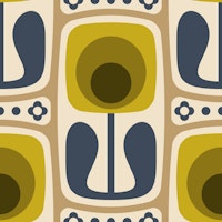 Nostalgic Retro Blooms Green Beige - S carta da parati