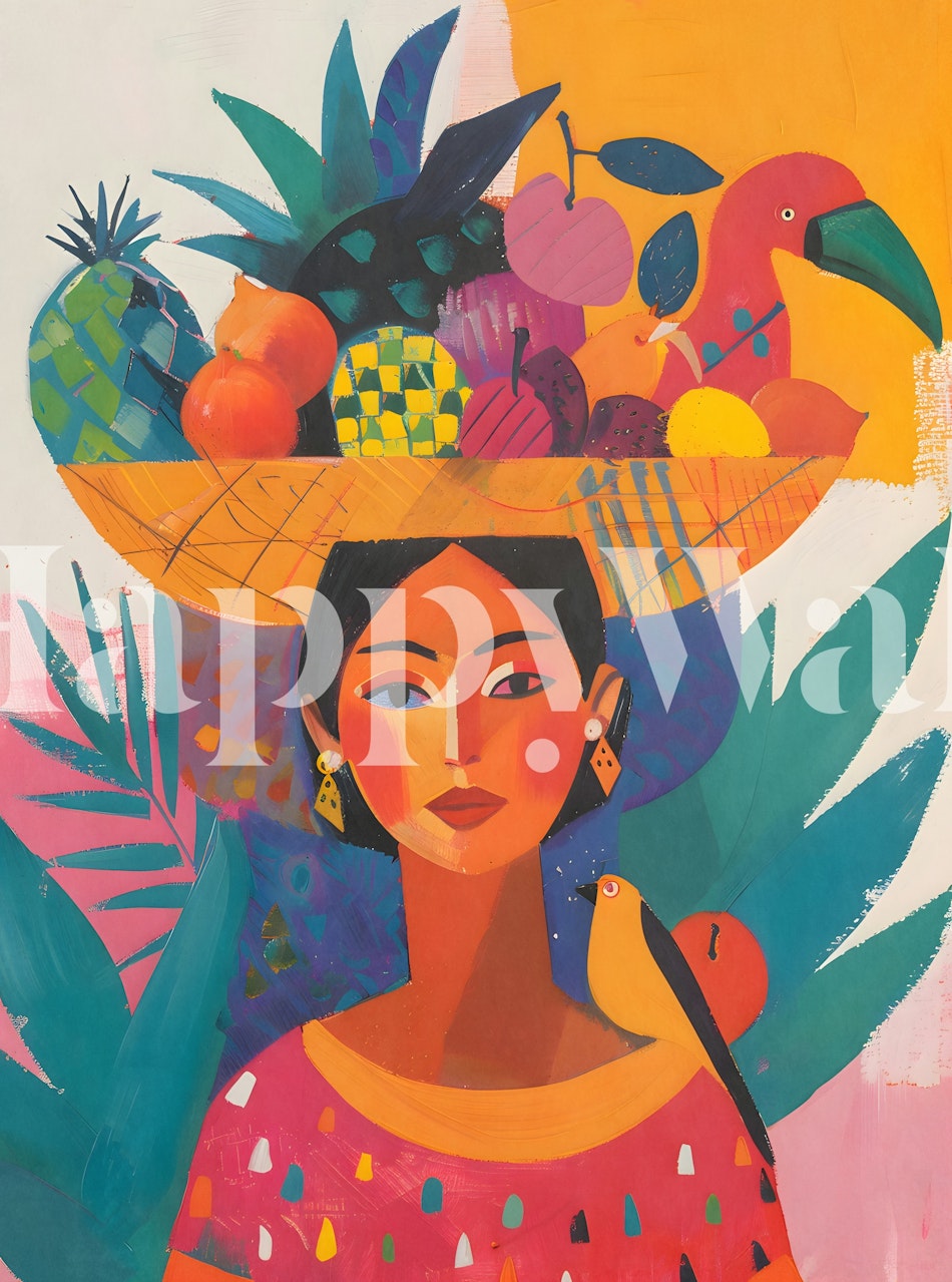 Papel de parede Tropical Woman 2 em um quarto