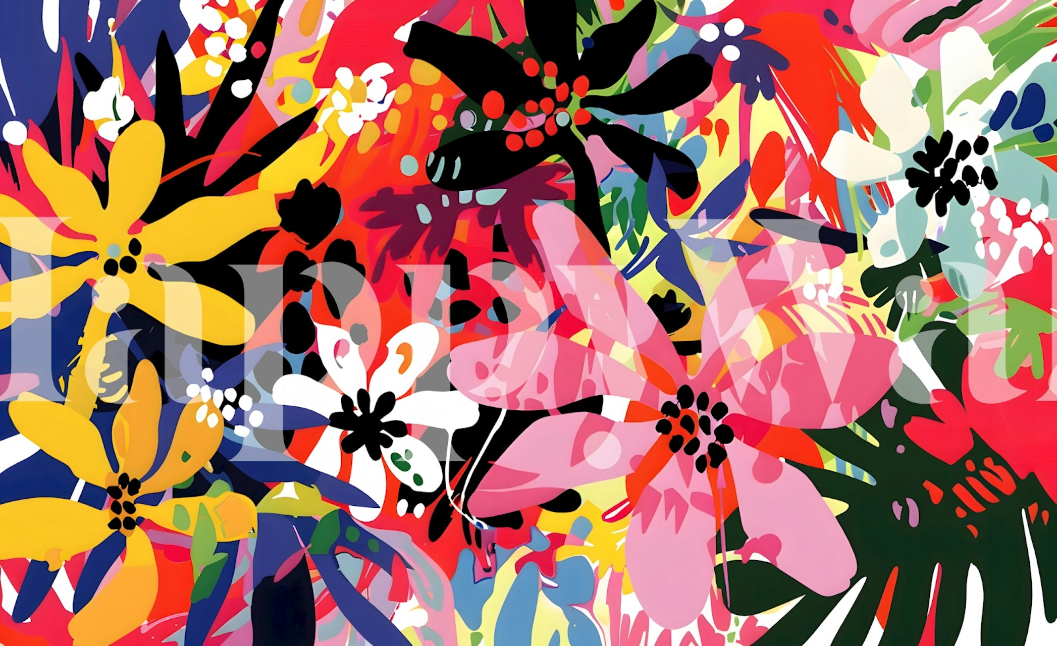 Colorful garden wallpaper i et rom