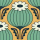 Bold Vintage Poppies Green Yellow - S