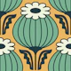 Bold Vintage Poppies Green Yellow - L