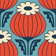 Bold Vintage Poppies Red Blue - S