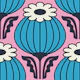 Bold Vintage Poppies Blue Pink - S