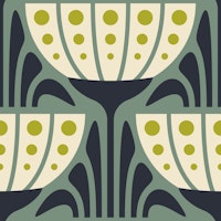 Mid-Century Blossoms in Green - S ταπετσαρία