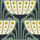 Mid-Century Blossoms in Green - L
