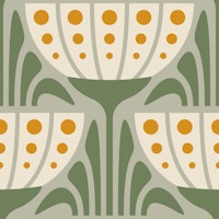 Mid-Century Blossoms in Green Yellow - L tapete