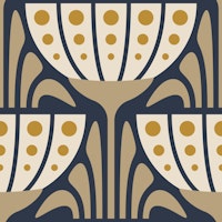 Mid-Century Blossoms in Beige Yellow - L wallpaper