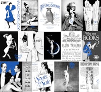 Vintage Art & Adds Mix Black White Blue wallpaper