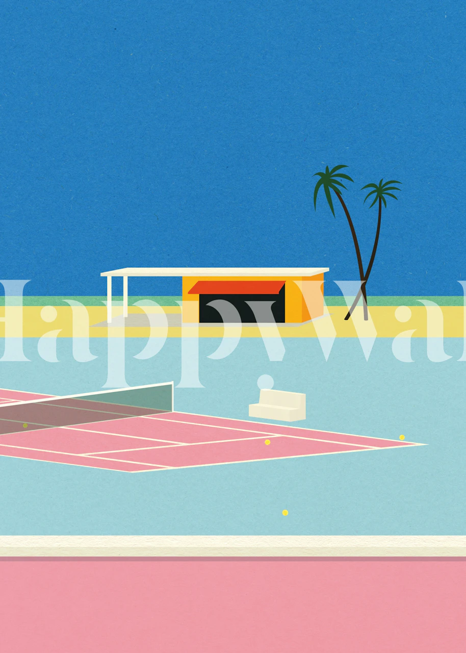 Tennis court wallpaper mit beach view