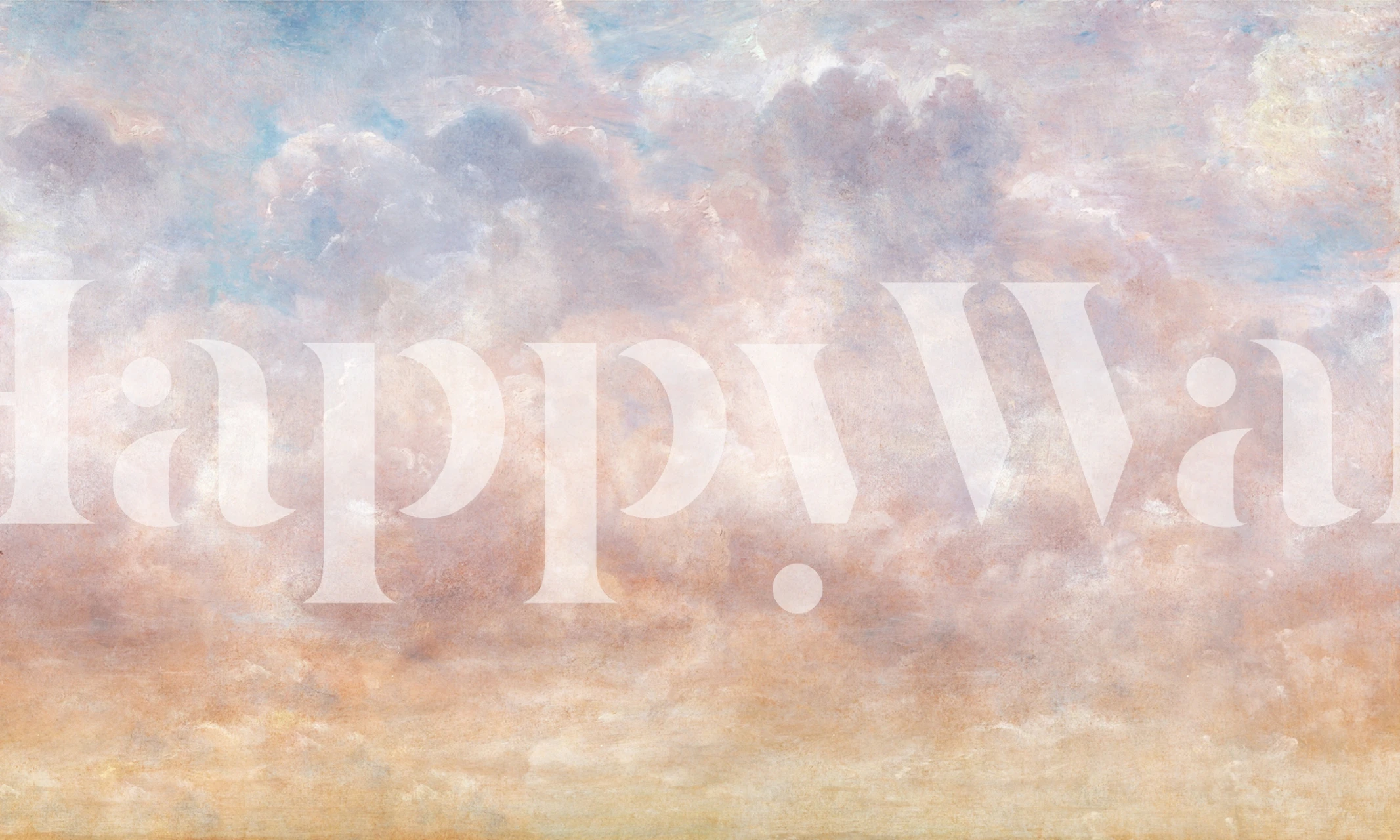 Blush lavender sunset clouds wallpaper in a room