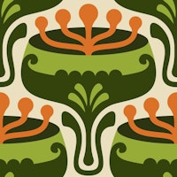 Elegant Retro Flourish in Green - L wallpaper