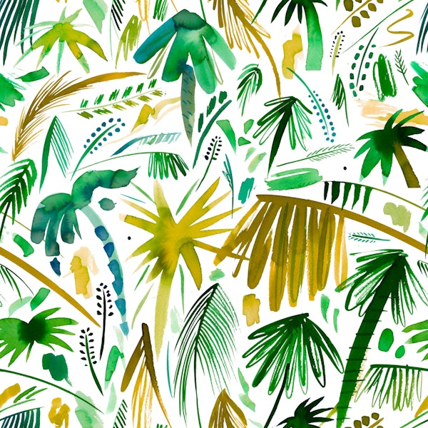 Lush palms jungle tropical splash Green