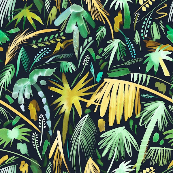 Lush palms jungle tropical splash Dark