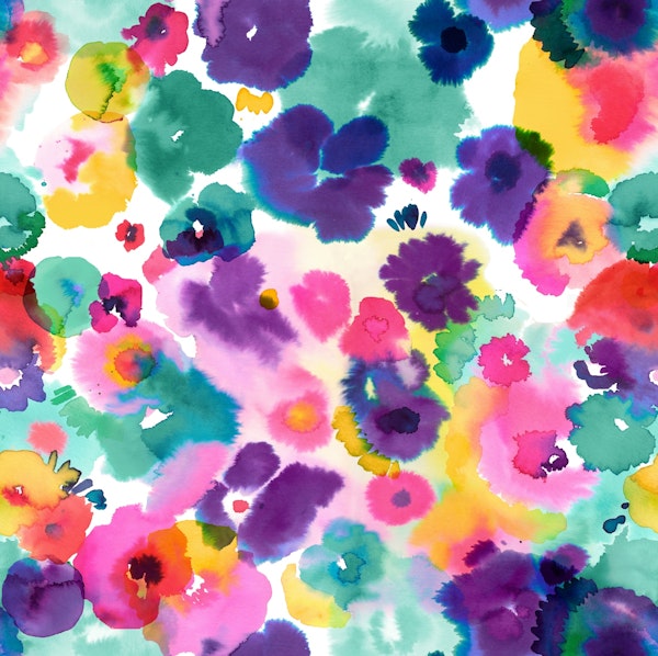 Abstract watercolor flowers Multicolor