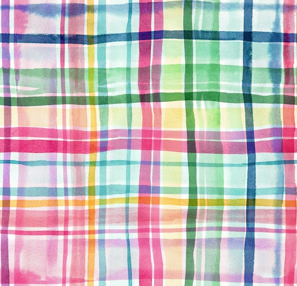 Spring plaid rainbow watercolor