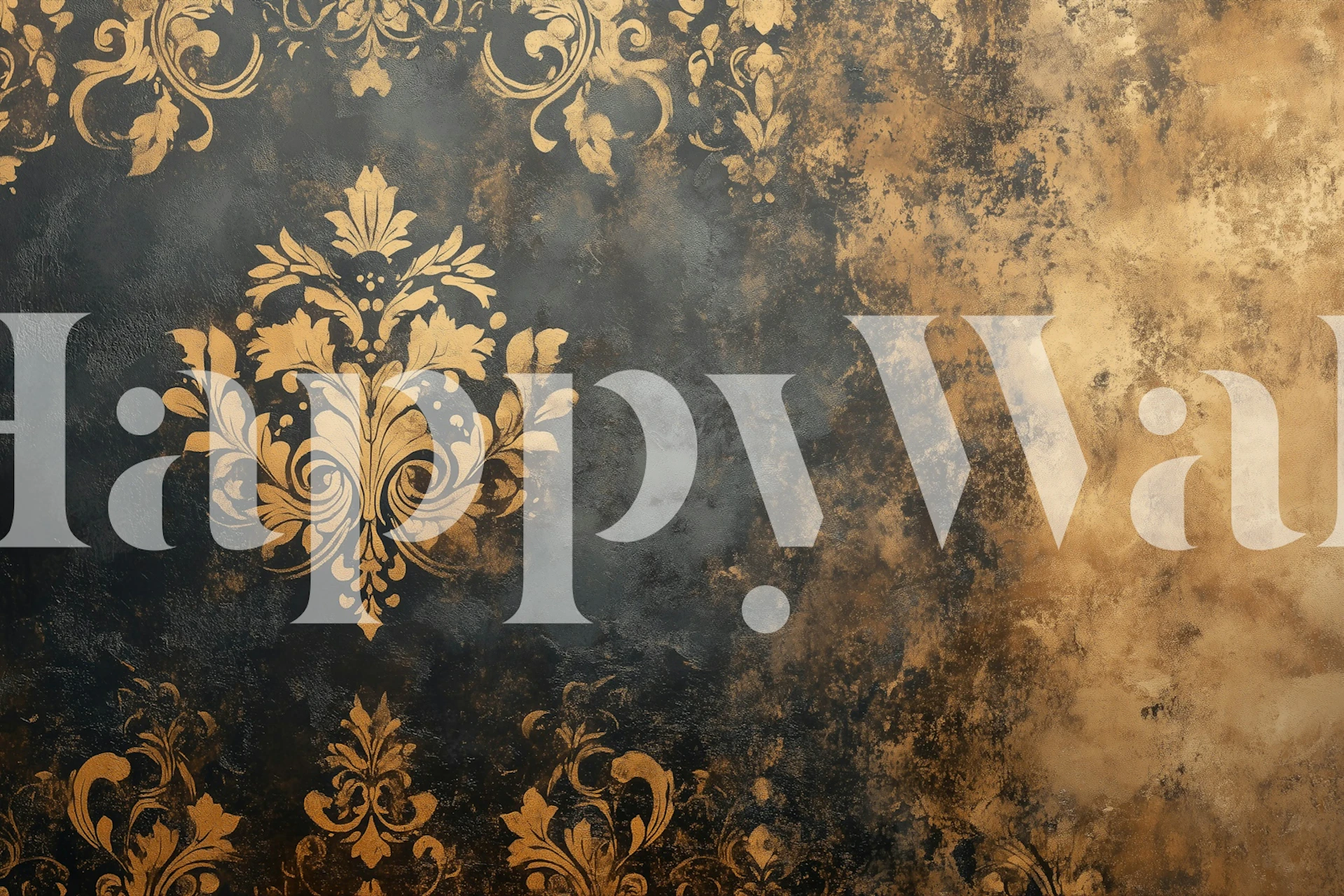 Antique floral patterns in gold and dark colors wallpaper