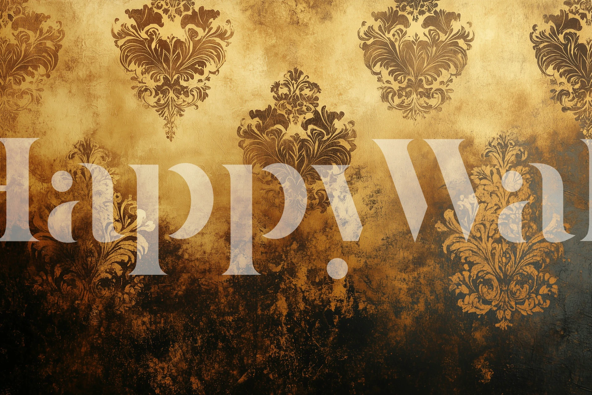 Elegant Gold Damask wallpaper in a room