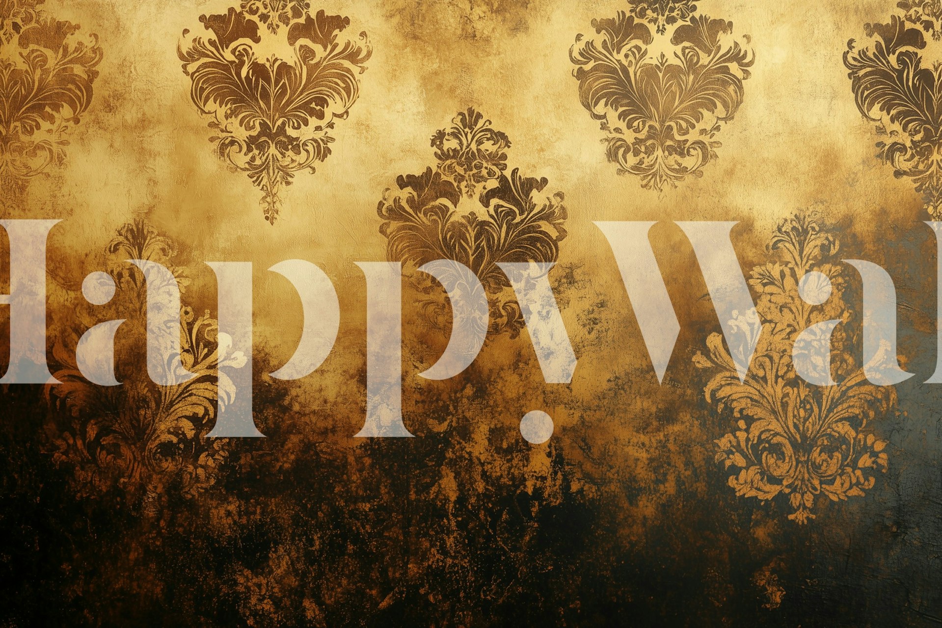 Elegant Gold Damask wallpaper in a room