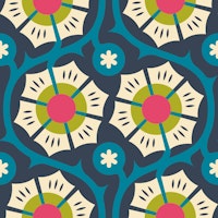 Bold Vintage Flora in Blue Magenta - L ταπετσαρία