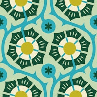 Bold Vintage Flora in Green Blue - S ταπετσαρία
