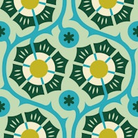 Bold Vintage Flora in Green Blue - L ταπετσαρία