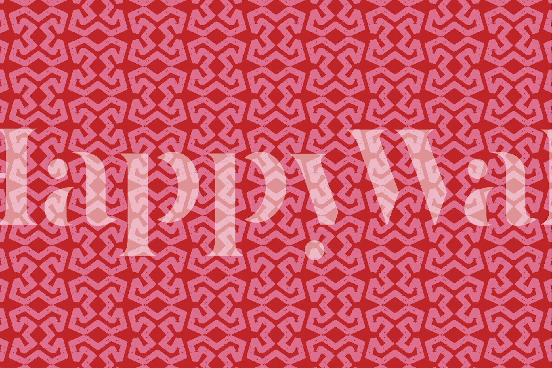 Graphic oriental red wallpaper in a room