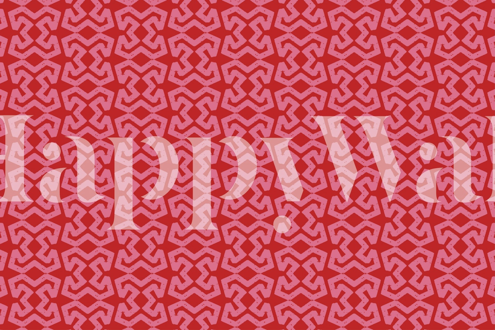 Graphic oriental red wallpaper in a room