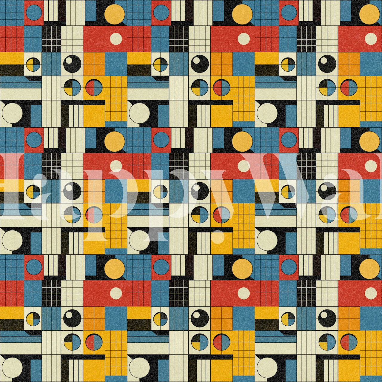 Bauhaus inspired wallpaper i ett rum