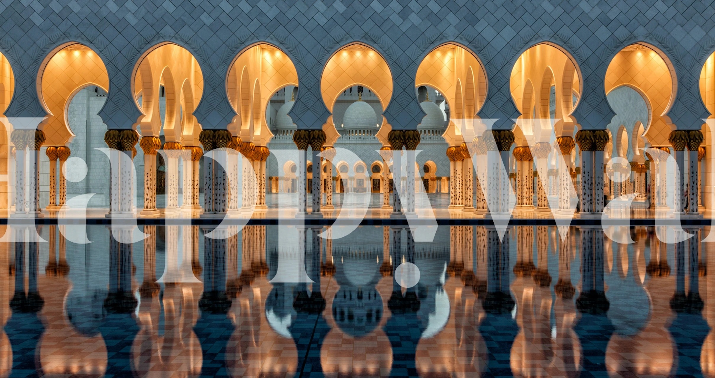 Architectural arches and columns reflected in water wallpaper