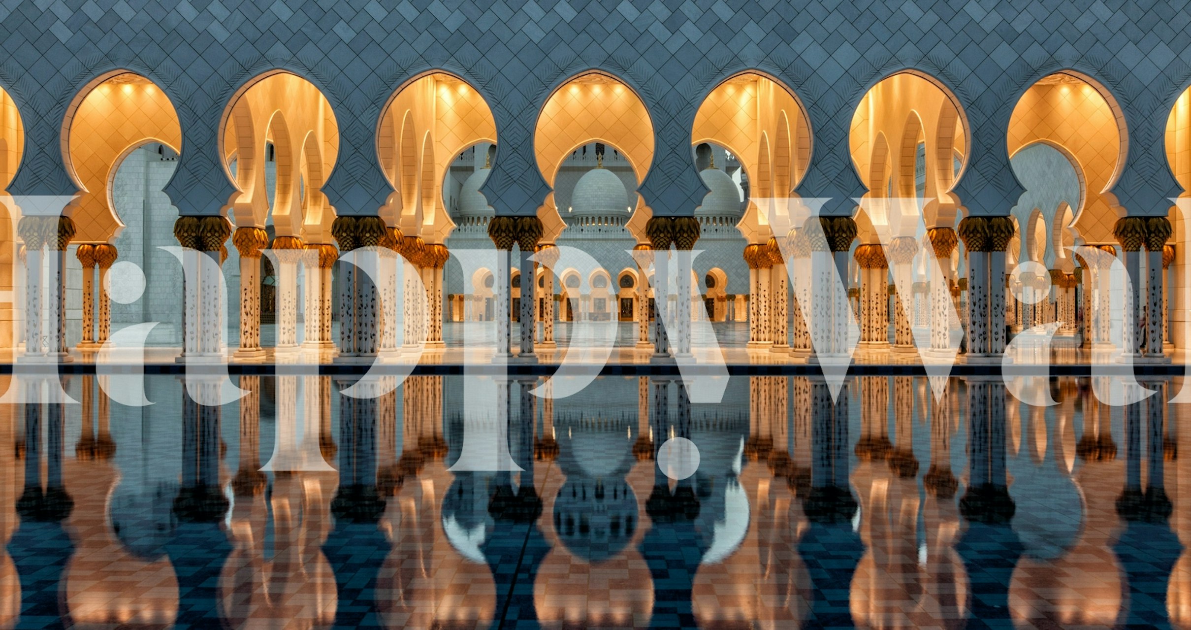 Architectural arches and columns reflected in water wallpaper