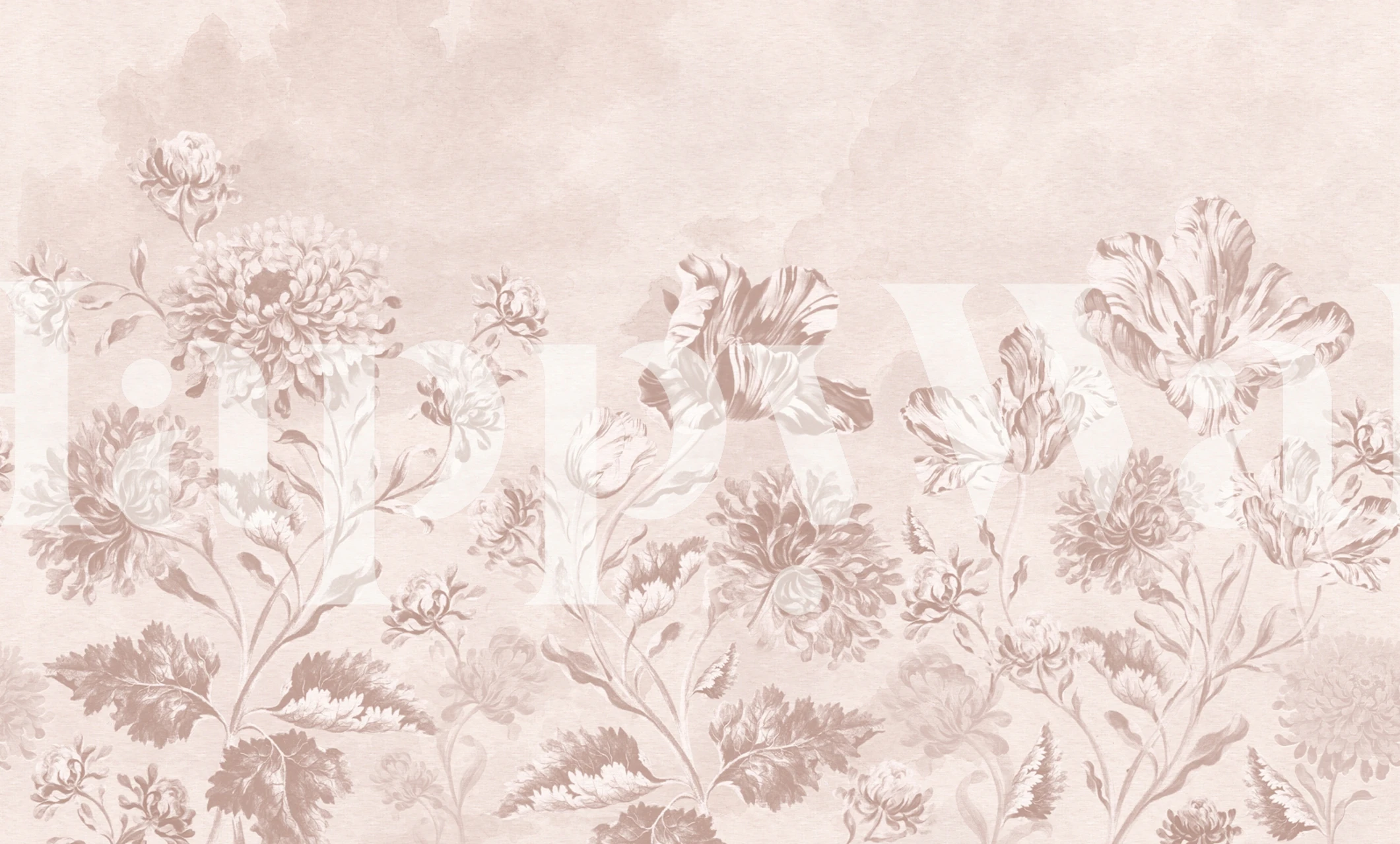 Large Spring Baroque Flowers wallpaper in a room