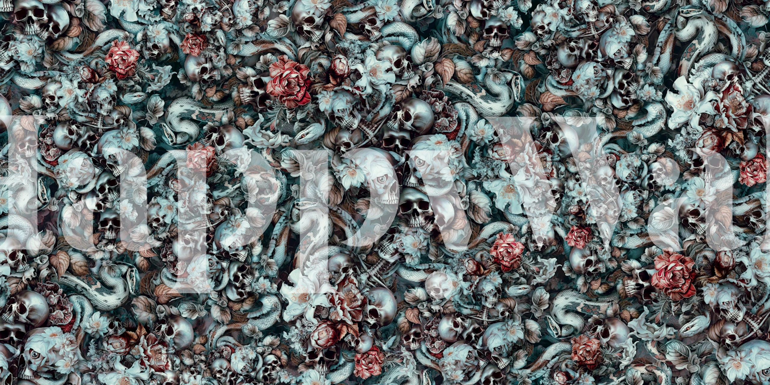 Skulls and Snakes Shade wallpaper in a room