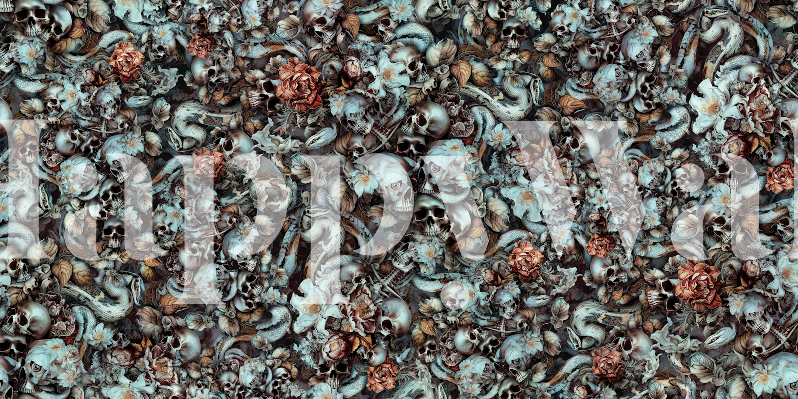 Skulls and Snakes Shade V2 wallpaper in a room