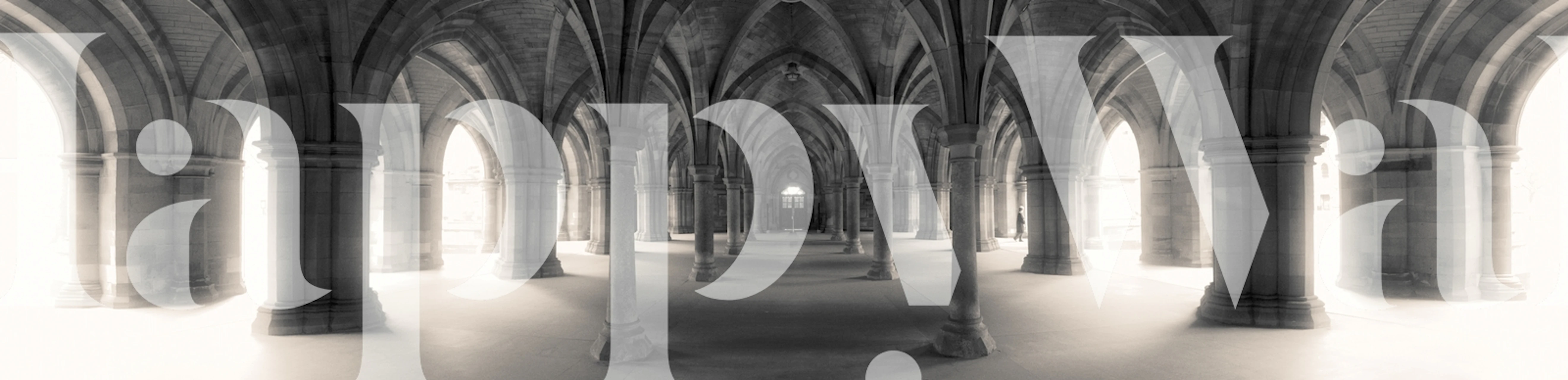 Black and white architectural wallpaper featuring detailed columns and arches in a classic design