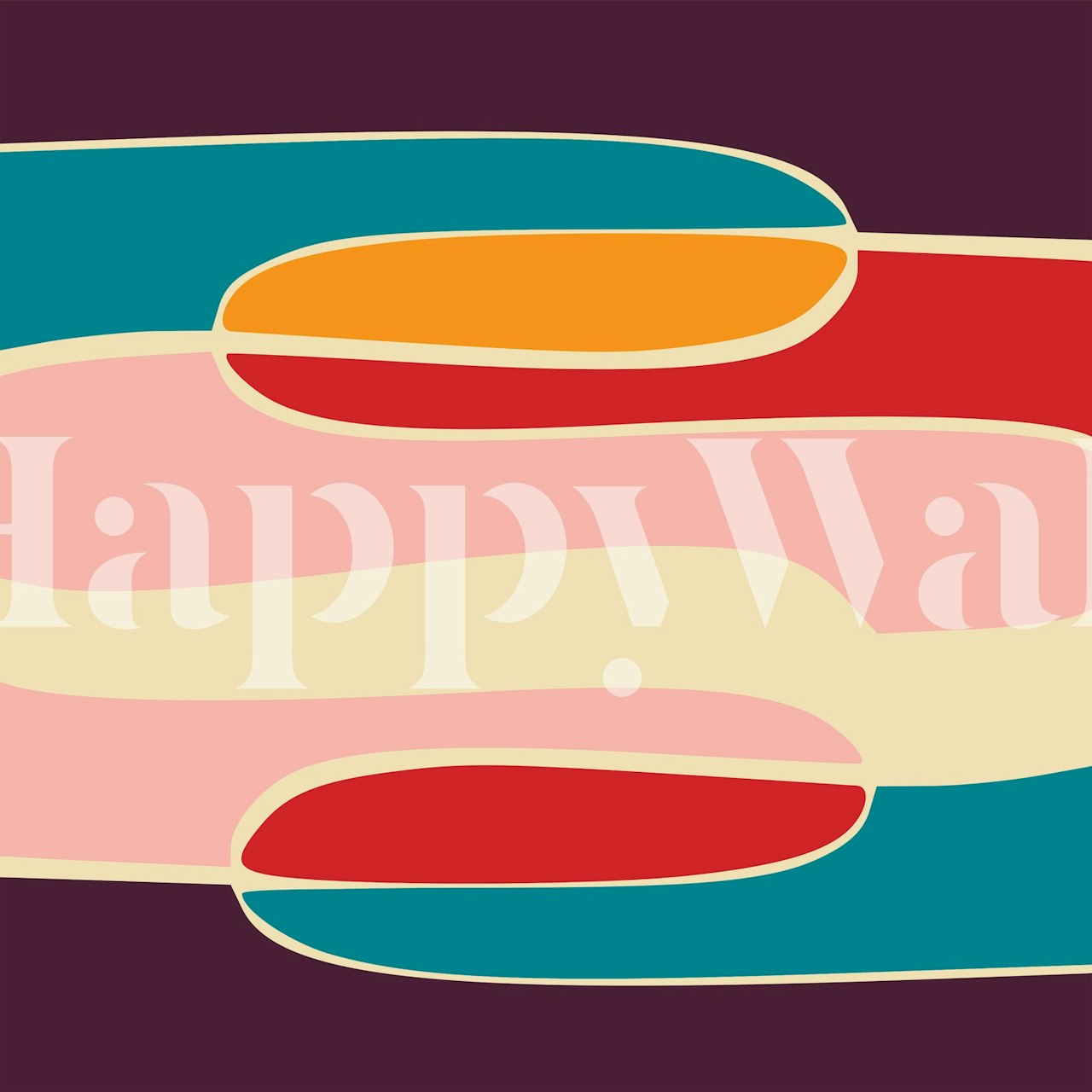 Retro Wavy Lines wallpaper in a modern room