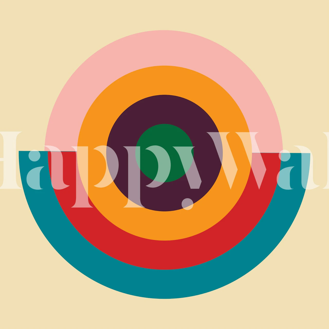 Solaris tapeta geometryczna w stylu mid-century w pokoju