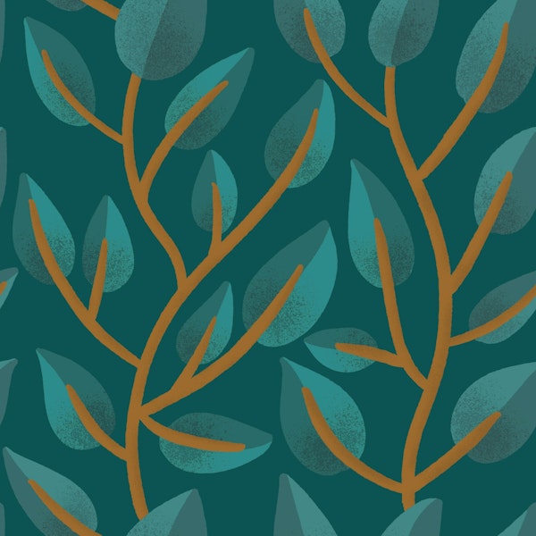 Falling Tropical Leaves - Teal