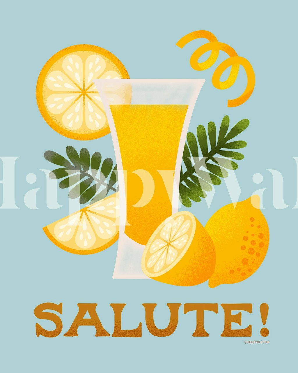 Papier peint Limoncello Salute dans une mise en scène.