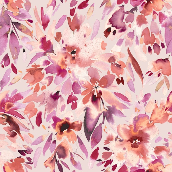 Blush Coral Floral Tropical Dreamscape