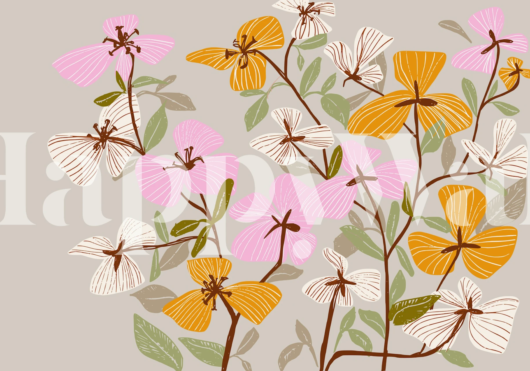 Floral wallpaper featuring colorful twigs