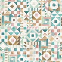 Geometric Mosaic Aqua and Blush papiers peint