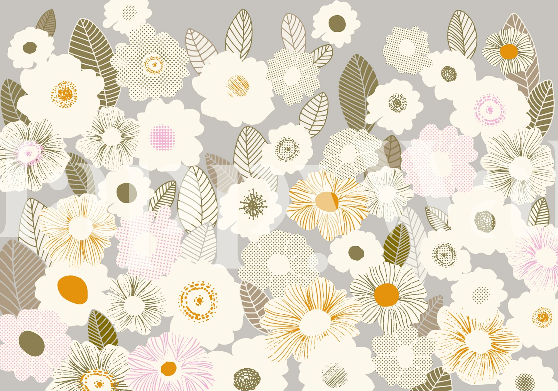 Floral wallpaper design i et moderne rom