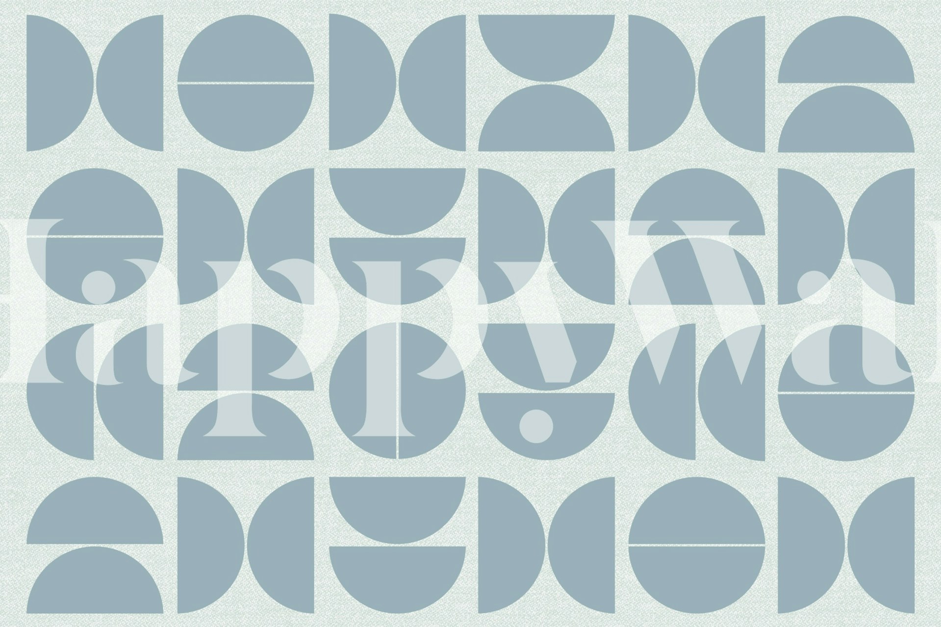 Geometric blue shapes with circular and semi-circular patterns wallpaper