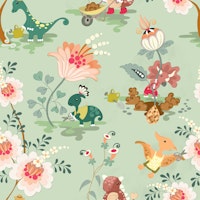 Tiny dinosaurs gardening (large scale) ταπετσαρία
