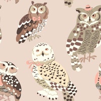 Whimsical elegant owls (large scale) tapet